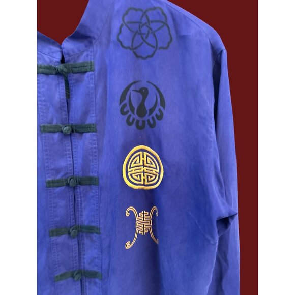 Chico’s Design Silk Jacket Embroidered Phoenix Art Deco Boho Statement Size 1 - Picture 3 of 5